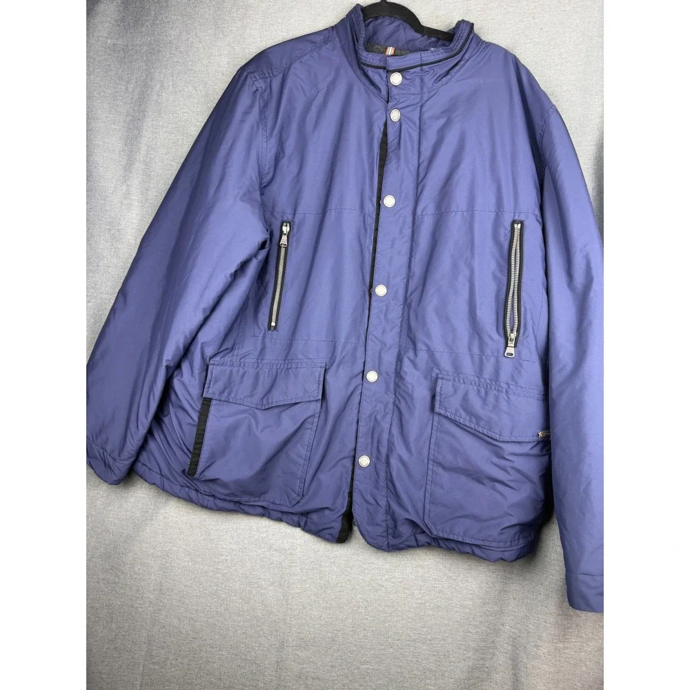 Tommy Bahama Mens Blue Field Jacket Quilted Fleece Lined XXL Zip Snap Utility